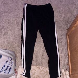 SO Black Leggings with White Stripes